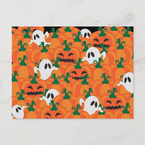 Halloween Ghosts Haunted Pumpkin Patch Postcard