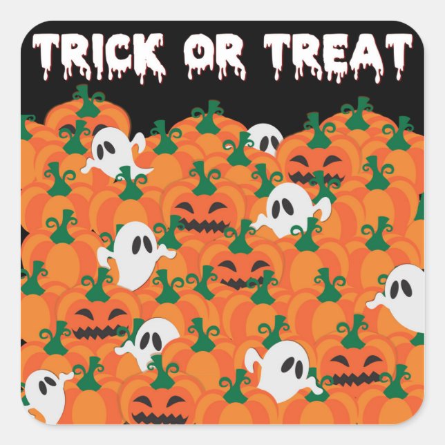 Halloween Ghosts Haunted Pumpkin Patch Square Sticker (Front)