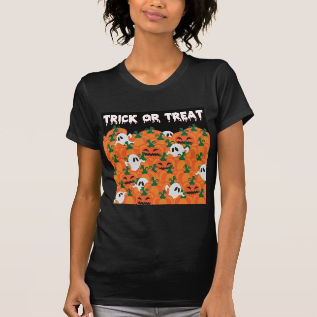 Halloween Ghosts Haunted Pumpkin Patch T-Shirt (Front)