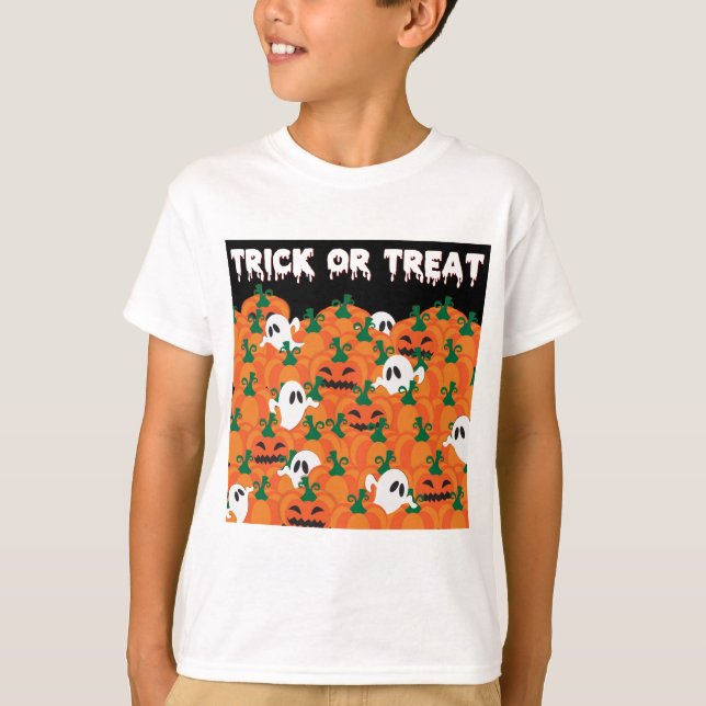 Halloween Ghosts Haunted Pumpkin Patch T-Shirt (Front)