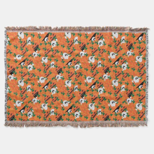 Halloween Ghosts Haunted Pumpkin Patch Throw Blanket