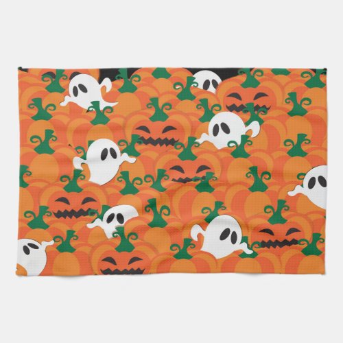 Halloween Ghosts Haunted Pumpkin Patch Towel