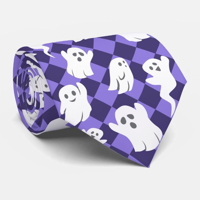 Halloween Ghosts Neck Tie (Rolled)