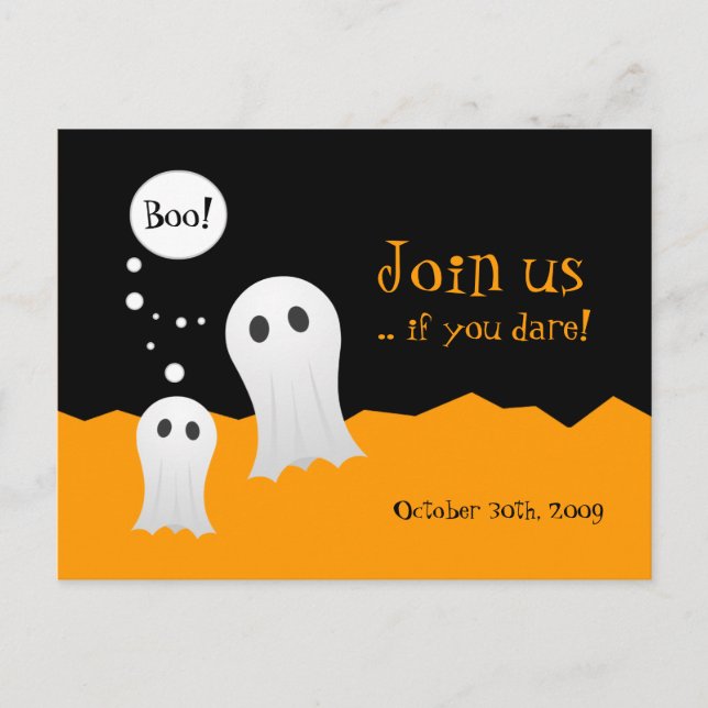 Halloween Ghosts Party Invitation Postcard (Front)