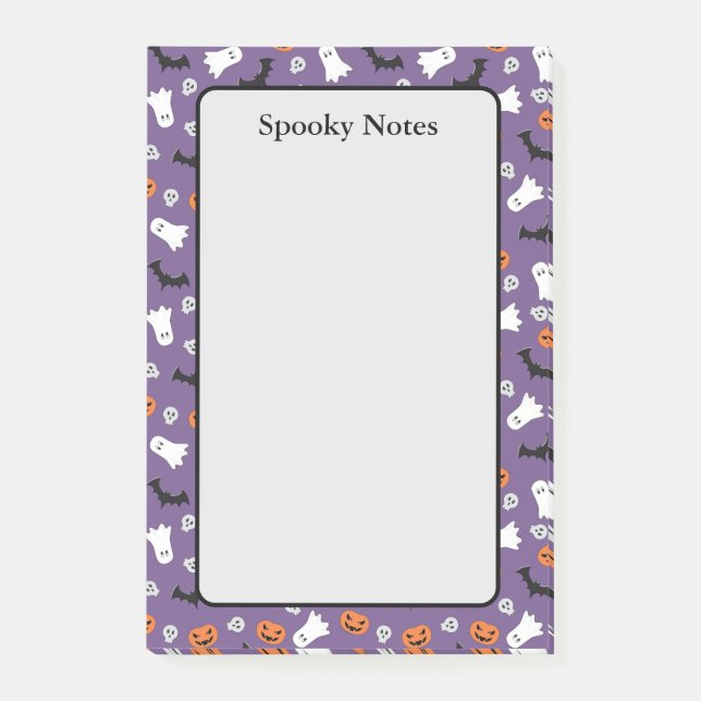 Halloween Ghosts Pumpkin Bats Purple Sticky  Post-it Notes (Front)