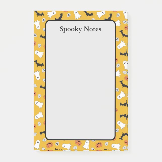 Halloween Ghosts Pumpkin Bats Yellow Spooky Post-it Notes (Front)