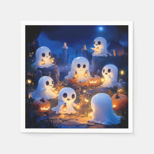 Halloween Ghosts Pumpkin Lanterns Spooky Night Napkins