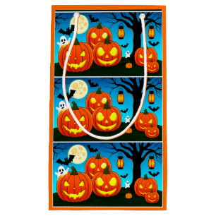 Halloween Ghosts, Pumpkins, Bats Small Gift Bag