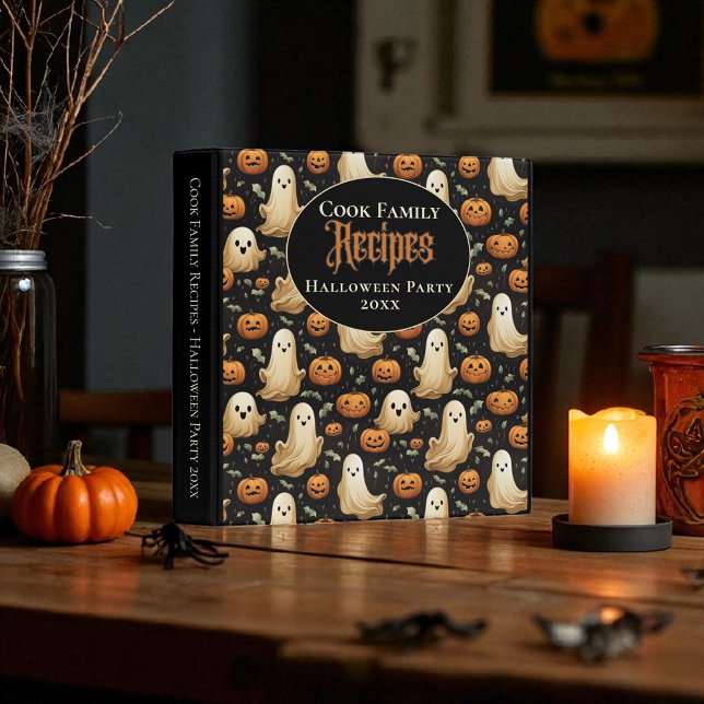 Halloween Ghosts & Pumpkins Customizable  3 Ring Binder (Creator Uploaded)