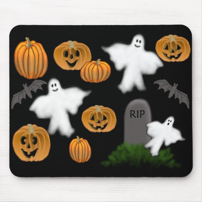 Halloween Ghosts & Pumpkins Mousepad (Front)