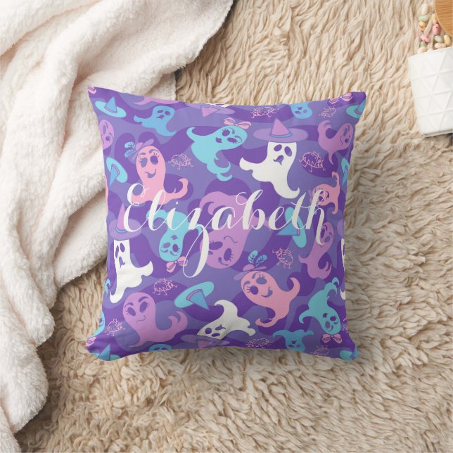 Halloween Ghosts Purple Personalized Pillow (Blanket)