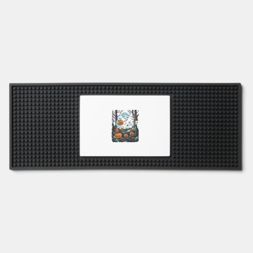 Halloween Ghosts Scary Pumpkins Owl Full Moon Bats Bar Mat