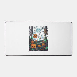Halloween Ghosts Scary Pumpkins Owl Full Moon Bats Desk Mat