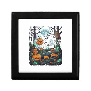 Halloween Ghosts Scary Pumpkins Owl Full Moon Bats Gift Box