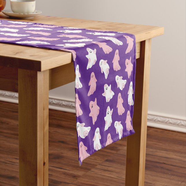 Halloween ghosts short table runner (In Situ)