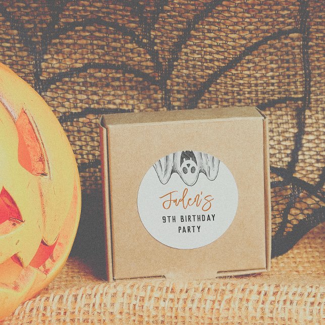 Halloween Ghosts Spooktacular Birthday Party Favor Classic Round Sticker (Creator Uploaded)