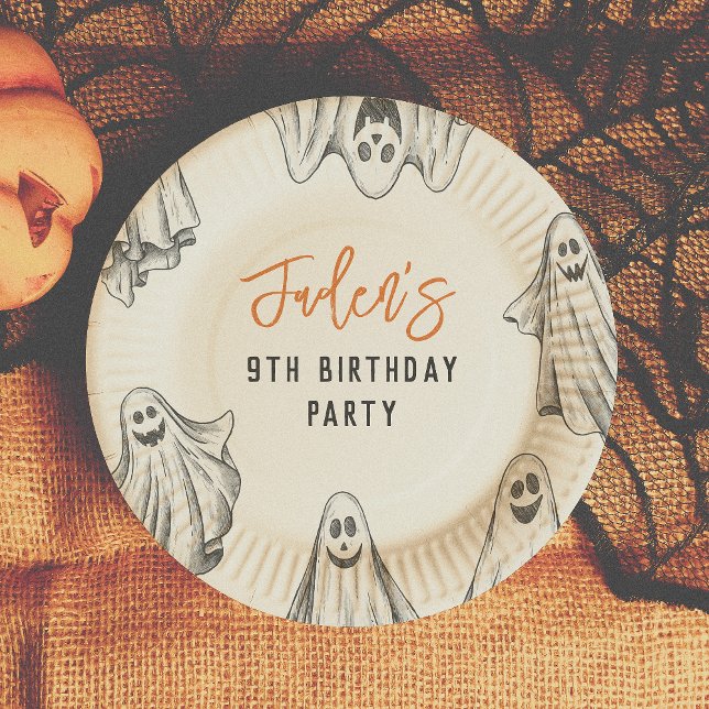 Halloween Ghosts Spooktacular Boy Birthday Party Paper Plates (Creator Uploaded)
