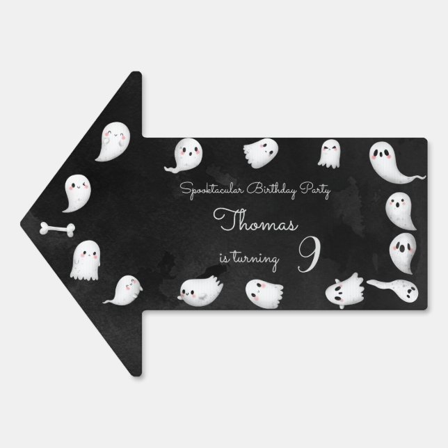Halloween ghosts spooktacular kids birthday party sign (Front)