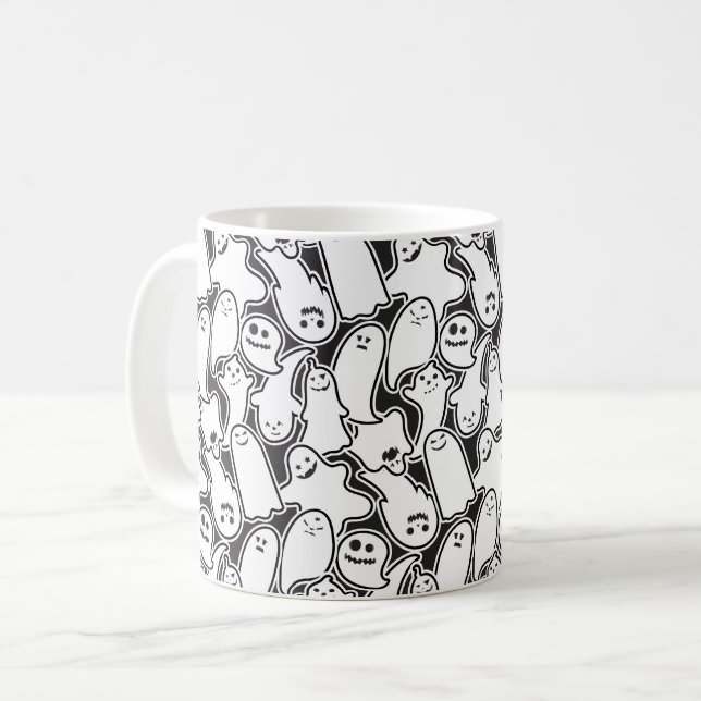 Halloween Ghosts Spooky Pattern Coffee Mug (Front Left)
