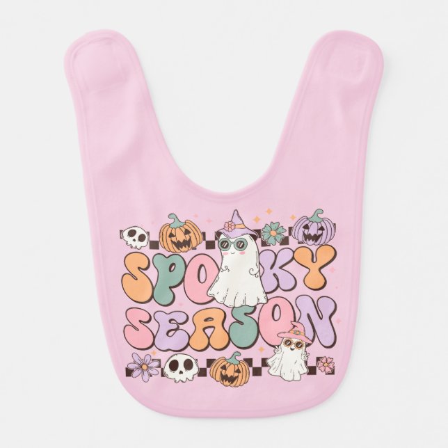 Halloween Ghosts Spooky Season Baby Bib (Front)