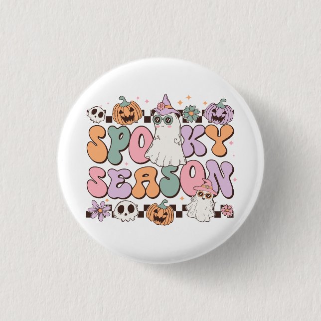 Halloween Ghosts Spooky Season Button (Front)