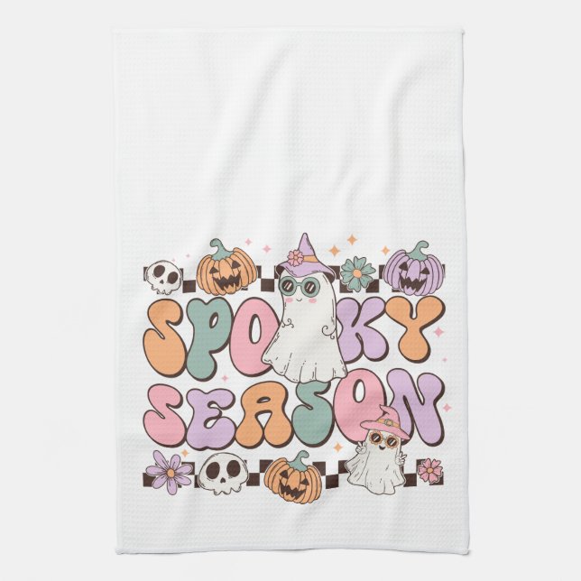 Halloween Ghosts Spooky Season Kitchen Towel (Vertical)