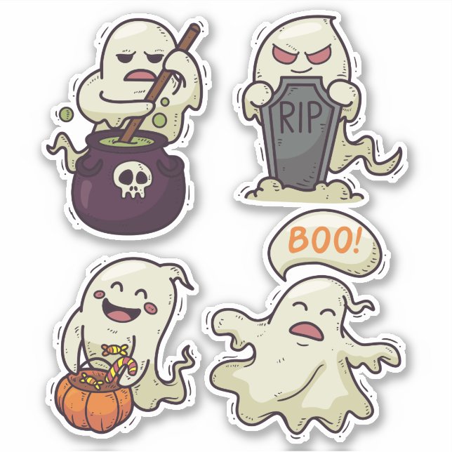 Halloween Ghosts Sticker (Front)