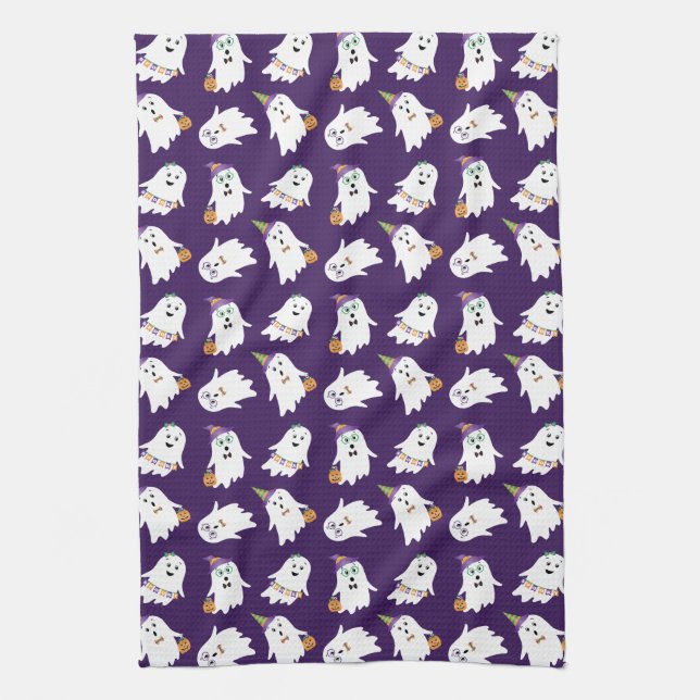 Halloween Ghosts Trick Or Treat Kitchen Towel (Vertical)