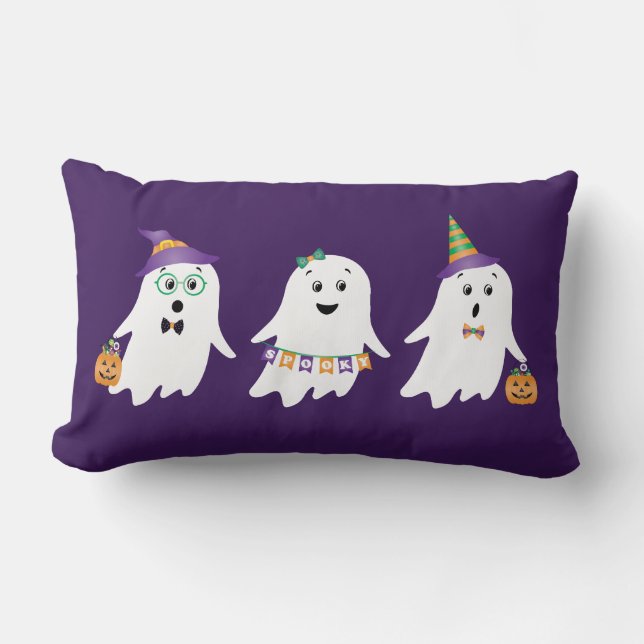 Halloween Ghosts Trick Or Treat Lumbar Pillow (Front)