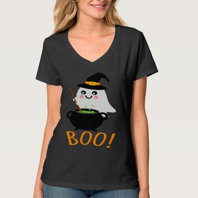 Halloween Ghosts with Magic Cauldron  Magic Potion T-Shirt (Front)