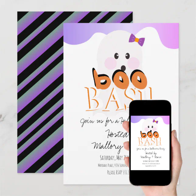 Halloween Ghoul Ghost Party Boo Bash Invitation | Zazzle