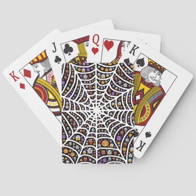 Halloween Ghouls & Goblins in a Spiderweb Poker Cards (Back)