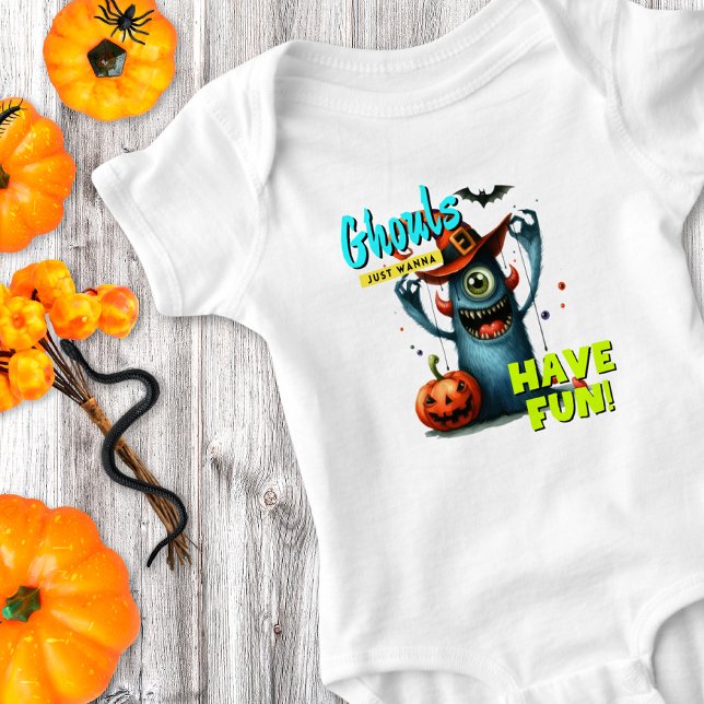 Halloween Ghouls Just Wanna Have Fun Funny Baby Bodysuit (Creator Uploaded)