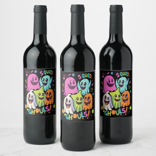 Halloween Ghouls Squad Wine Label