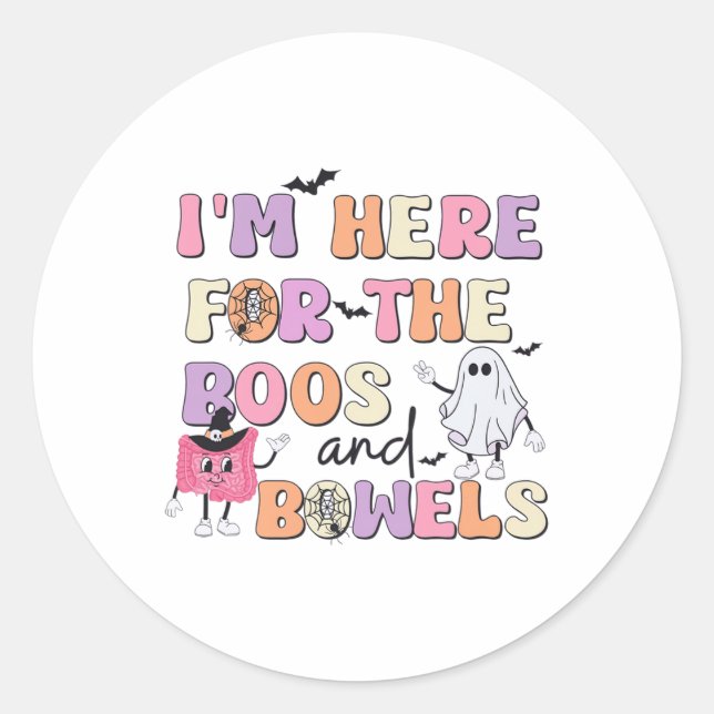 Halloween Gi Nurse Boos And Bowels Colonoscopy End Classic Round Sticker (Front)