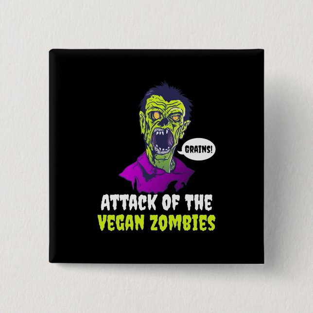 Halloween Gift | Attack Of The Vegan Button (Front)