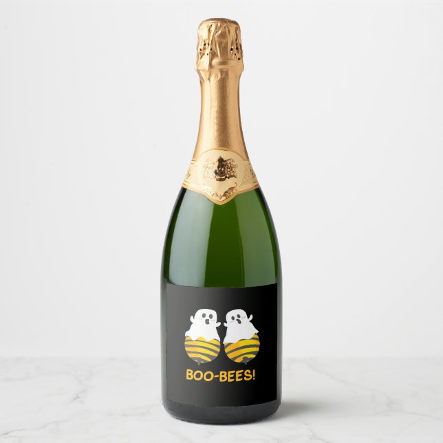 Halloween Gift | Boo Bees Sparkling Wine Label (Front)