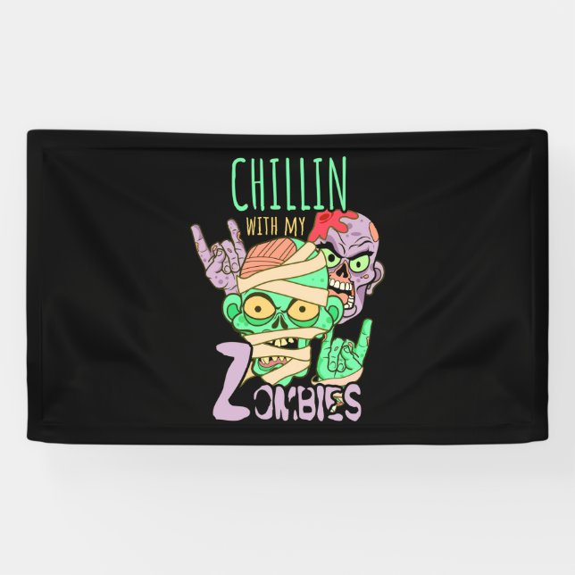Halloween Gift | Chillin With My Friends Banner (Horizontal)