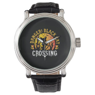 Halloween Gift Danger Cat Crossing Birthday Watch
