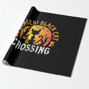 Halloween Gift Danger Cat Crossing Birthday Wrapping Paper