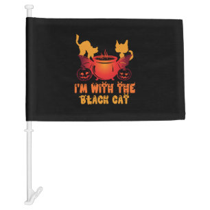 Halloween Gift   I Am With My Cat Birthday Car Flag