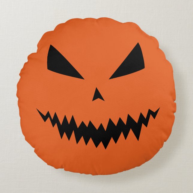 halloween gift,pumpkin face,halloween,spooky,scary round pillow (Front)