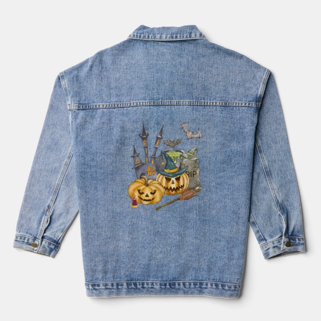 Halloween Gift Shirt Nightmare Before Christmas  Denim Jacket (Back)