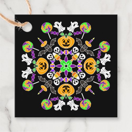 Halloween Gift Tag Spider Web Pumpkin Mandala Favor Tags