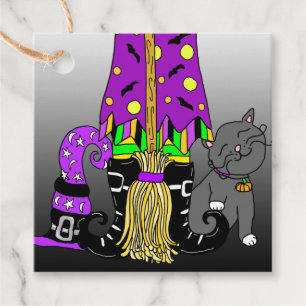 Halloween Gift Tag, Witch, Black Cat and Hat Favor Tags