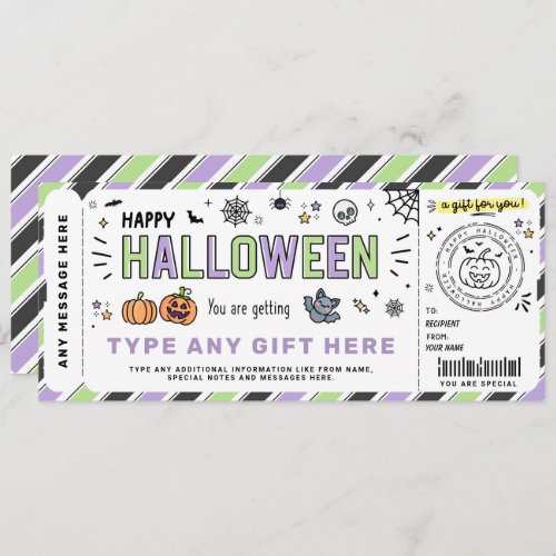 Halloween Gift Ticket Voucher Surprise Gift Tag Invitation