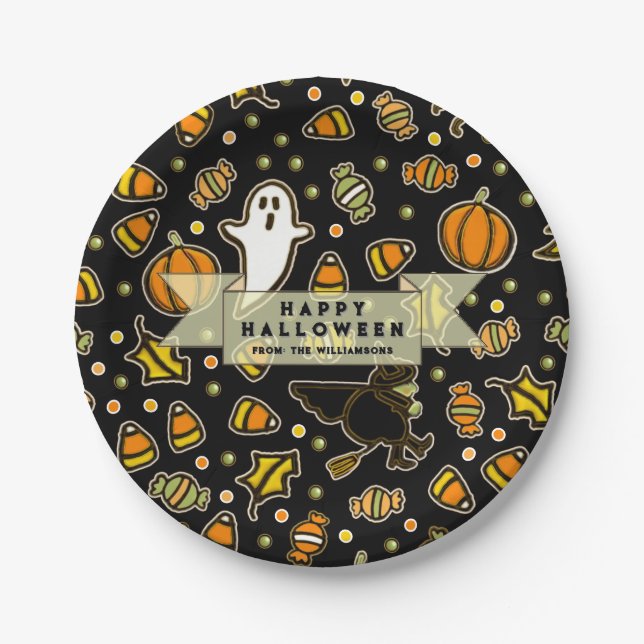 Halloween Gift Treats Paper Plates (Front)