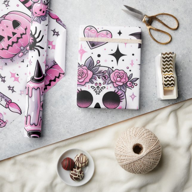 Halloween gift wrap, spooky wrapping paper, witch  wrapping paper (Crafts)