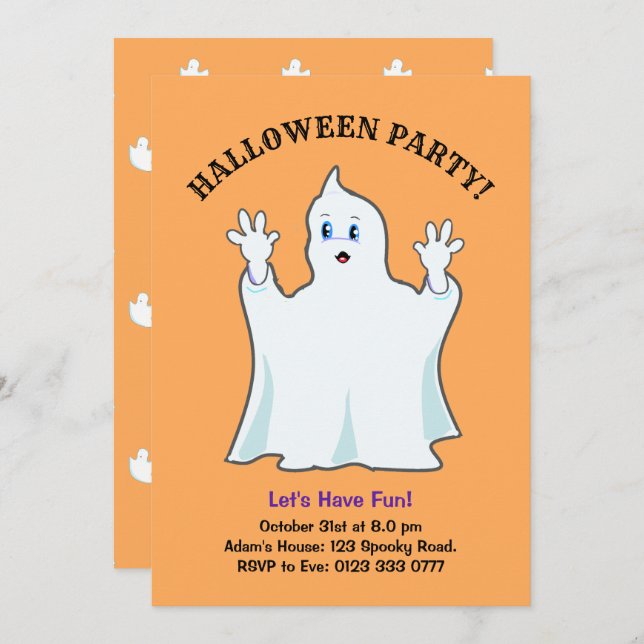 Halloween Ginger Ghost Invitation (Front/Back)