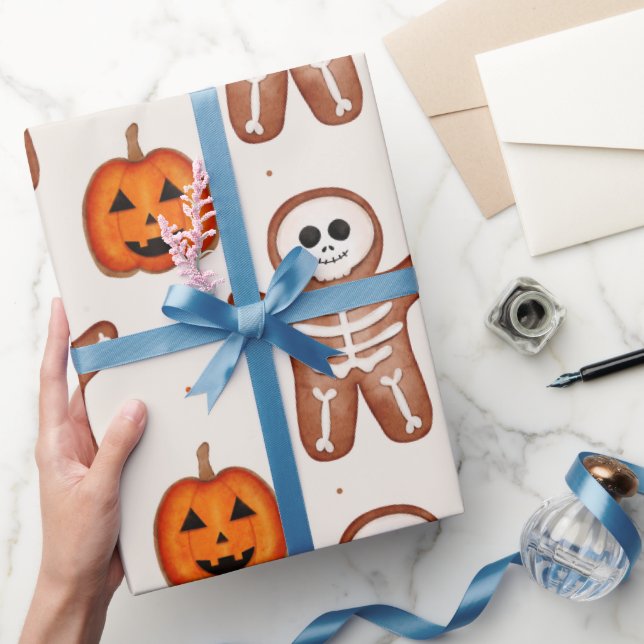 Halloween Gingerbread Skeleton Wrapping Paper (Gifting)